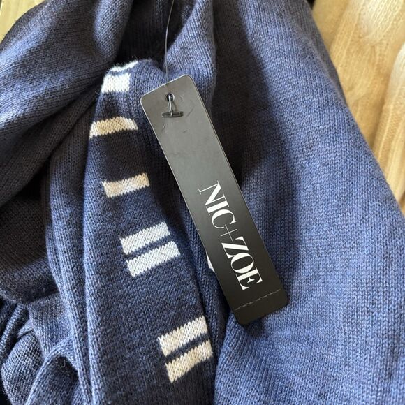 NWT Nic+Zoe Size XL Blue Cotton Cashmere Blend Open Front Cardigan - Picture 5 of 6
